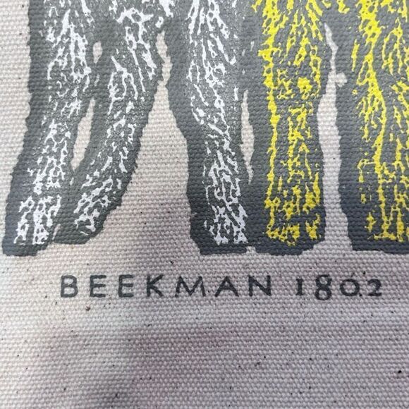 NWT Beekman 1802 Be Kind To Your Neighbor Grapic Canvas Tote Bag Cream Large - Picture 5 of 5